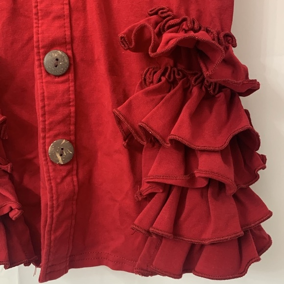 Girls Marie Nicole Ruffle Burgundy Hooded Jacket Size 10 EUC - Picture 2 of 8